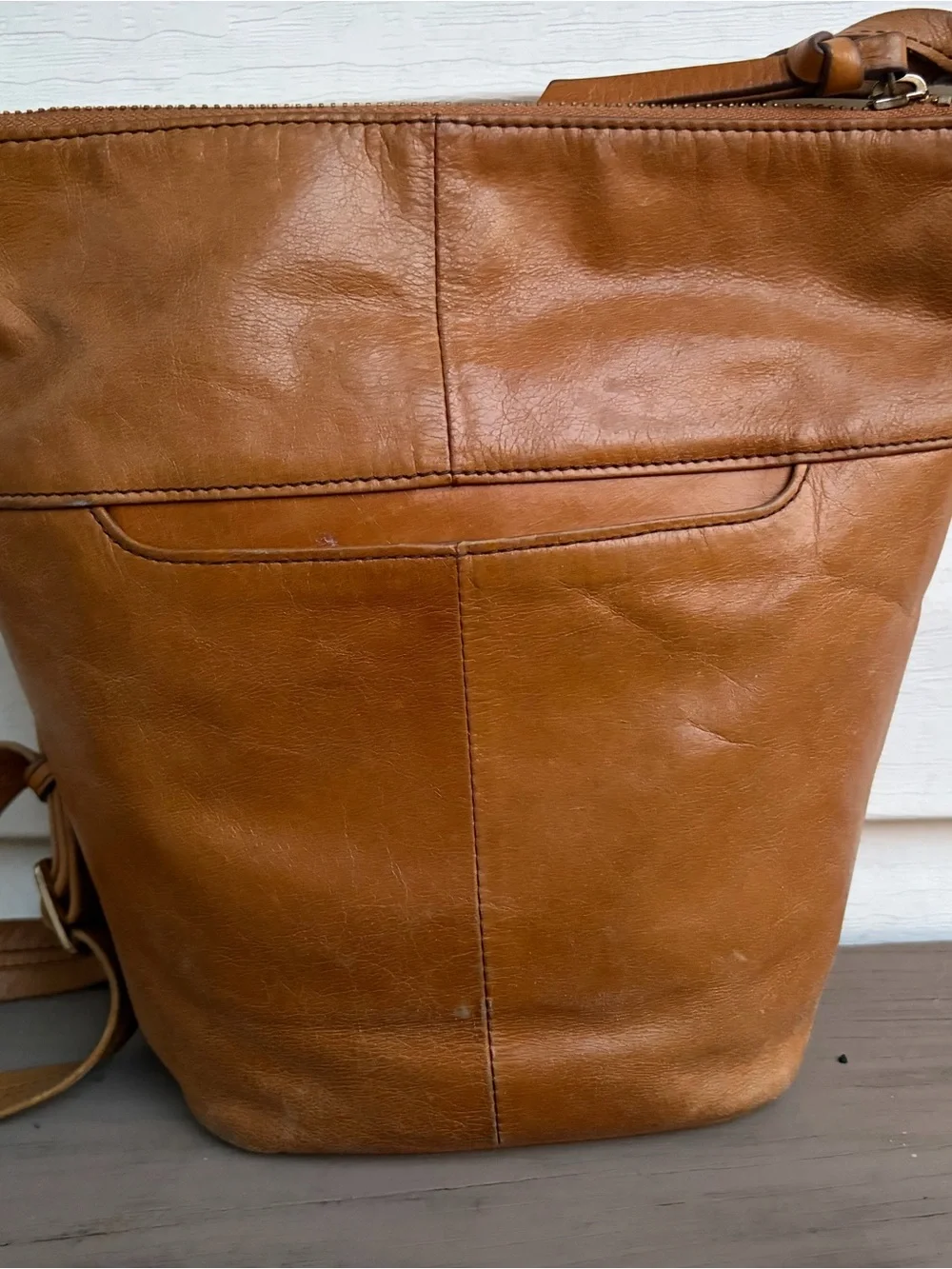 HOBO International Brown Leather Crossbody Bag Two Compartment Adjustable Strap